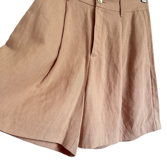NIA ASH PINK LINEN BLEND TROUSER SHORTS SIZE SMALL - Picture 7 of 13